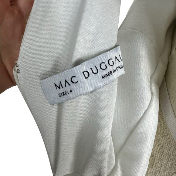 MAC DUGGAL 12443 White Satin V-Neck Sleeveless Long Formal Gown Size 4 NWT Glam - Picture 10 of 16